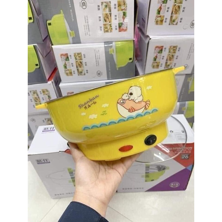 Ca Mì, Nồi Lẩu Mini Hấp Đa Năng Dùng Để Nấu Canh , Chiên, Đun Nước Sôi , Nấu Mỳ ,Hấp Đồ Ăn
