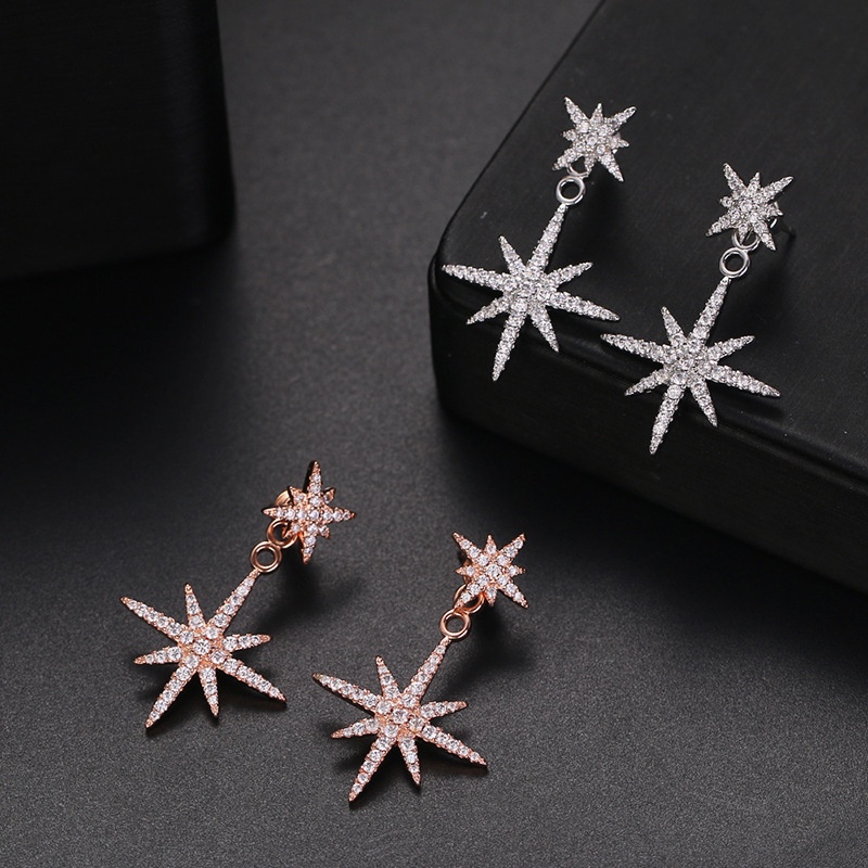 Bông Tai Dáng Dài Bằng Bạc 925 Đính Đá Thời Trang Cho Nữ