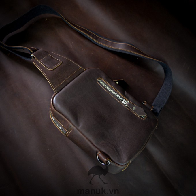 Túi chéo da bò thật, da bò sáp nhập khẩu cao cấp Pocket sling bag - Manuk vn Leather Design | BigBuy360 - bigbuy360.vn