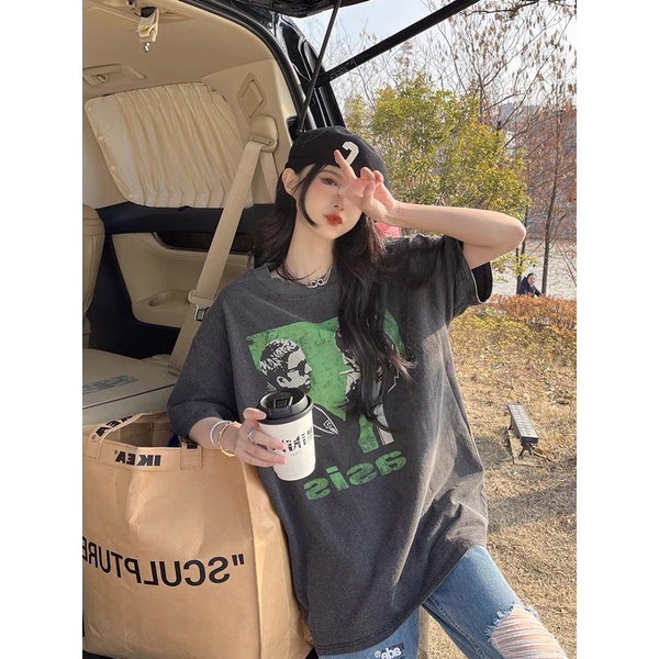 Áo Thun Tay Ngắn Dáng Rộng Chất Liệu Cotton In Họa Tiết Thời Trang Mùa Hè Cho Nữ