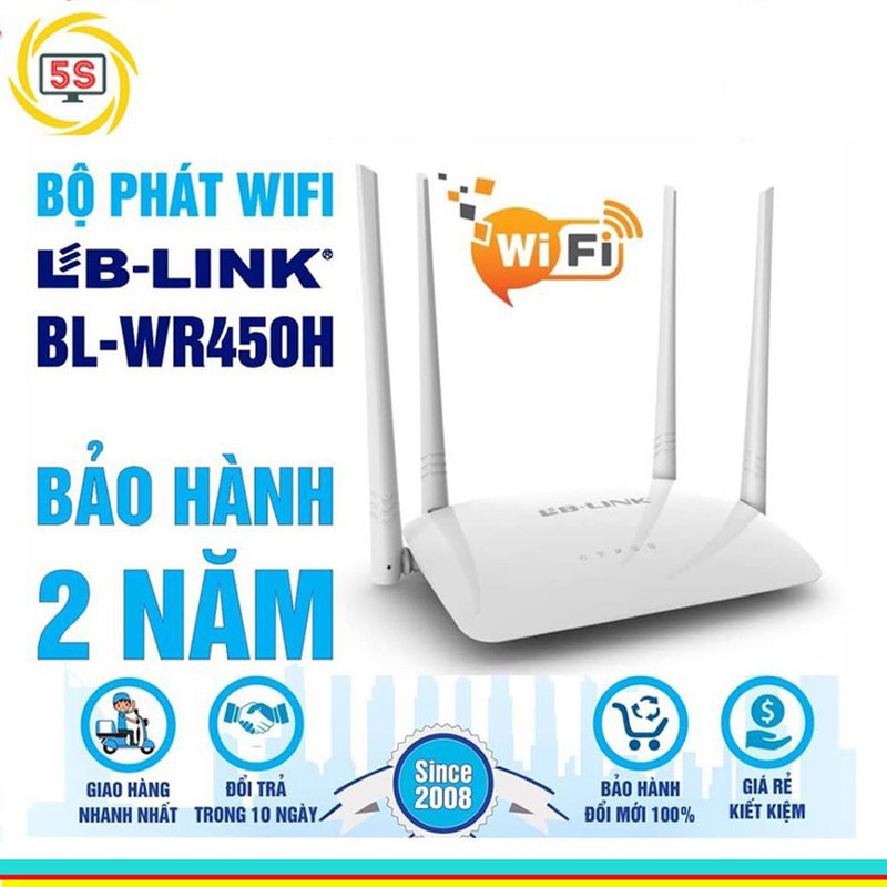 Bộ phát sóng 4 râu Cực Mạnh  Wifi LB-LINK BL-WR450H| Bh 24 Tháng| Chính Hãng Tplink Việt Nam Phân Phối