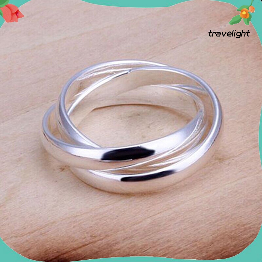 Nhẫn Ba Lớp Mạ Bạc 925 Thời Trang Dành Cho Nữ Size US 6 7 8 9