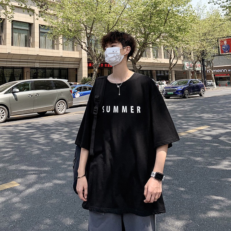 Áo thun unisex nam nữ tay lỡ phông form rộng SUMMER teen cổ tròn oversize cotton giá rẻ màu đen trắng tee pull freesize