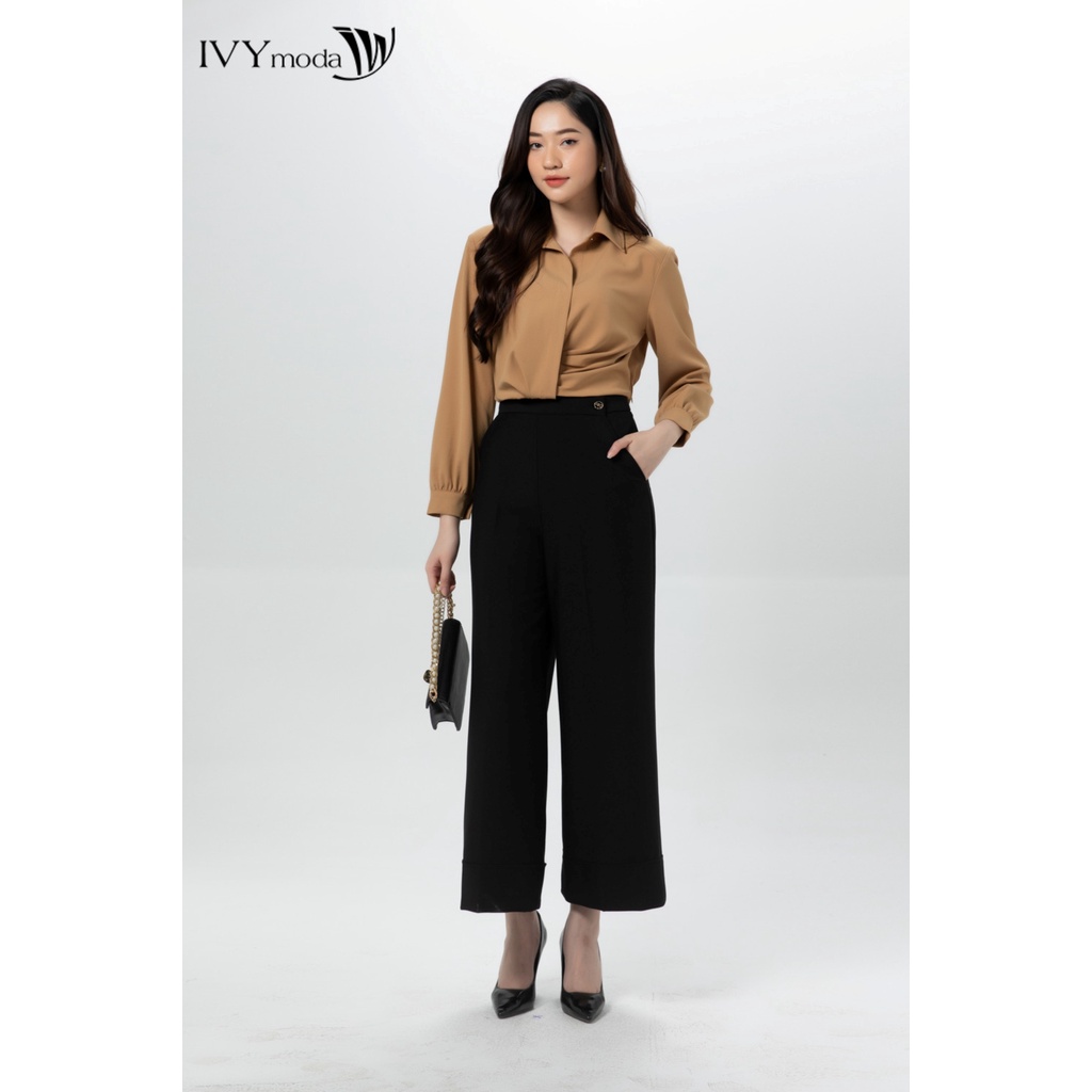 Áo sơ mi nữ túm lệch IVY moda MS 17B9161