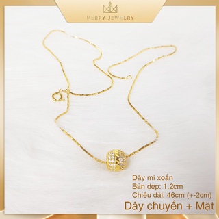  Dây Chuyền Nữ Mặt Cầu Tròn Charm Vân Vàng Phối Dây Mì Xoắn Vòng Cổ Mạ Vàng Nữ B21M25V2 