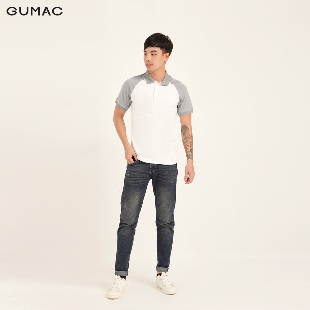 Áo thun polo nam raglan GUMAC đủ màu đủ size, thiết kế basic ATNB132 | BigBuy360 - bigbuy360.vn