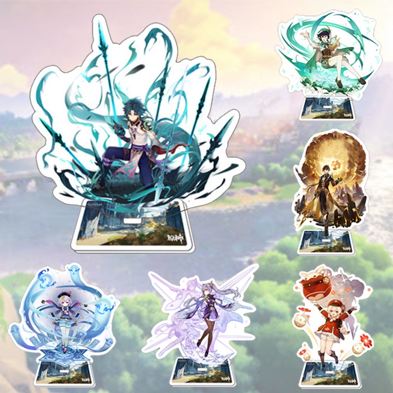 Đồ chơi mô hình Genshin Impact hình Zhongli Xiao Keqing Barbatos bằng Acrylic cho bộ sưu tập trang trí bàn