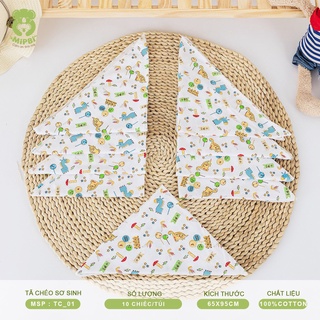 Tã Chéo Sơ Sinh CHÍNH HÃNG MIPBI - 100% Cotton - Set 10c - Kích Thước 65*95cm