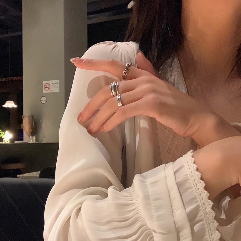 Nhẫn Hở Khắc Số La Mã 19A1027 Phong Cách Hip Hop Đơn Giản