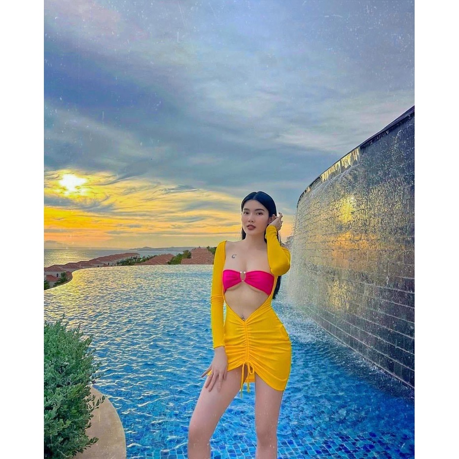 (CAO CẤP) Áo tắm đi biển đẹp ❤️ Bikini sexy 3 mảnh có quây siêu hot ❤️ đồ bơi nữ Hàn Quốc kín đáo quần tam giác gợi cảm