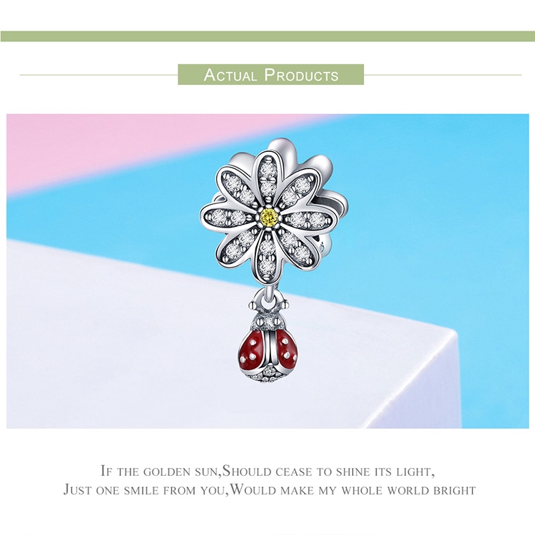 Mặt dây chuyền BAMOER SCC727 bằng bạc 925 thiết kế hình hoa cúc