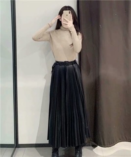 CHÂN VÁY MIDI ZARA DẬP LY CÓ BELT