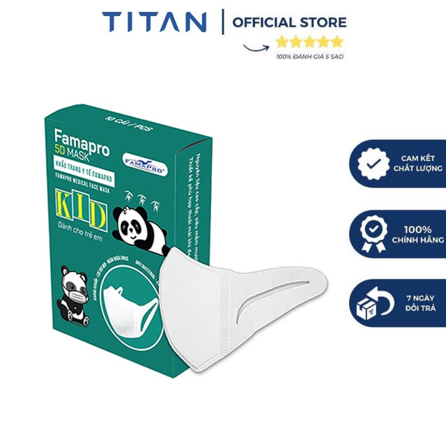 [5D KIDS QUAI VẢI CHO BÉ TỪ 2-4 TUỔI] Khẩu trang trẻ em kháng khuẩn 3 lớp Famapro ( 10 cái/hộp)