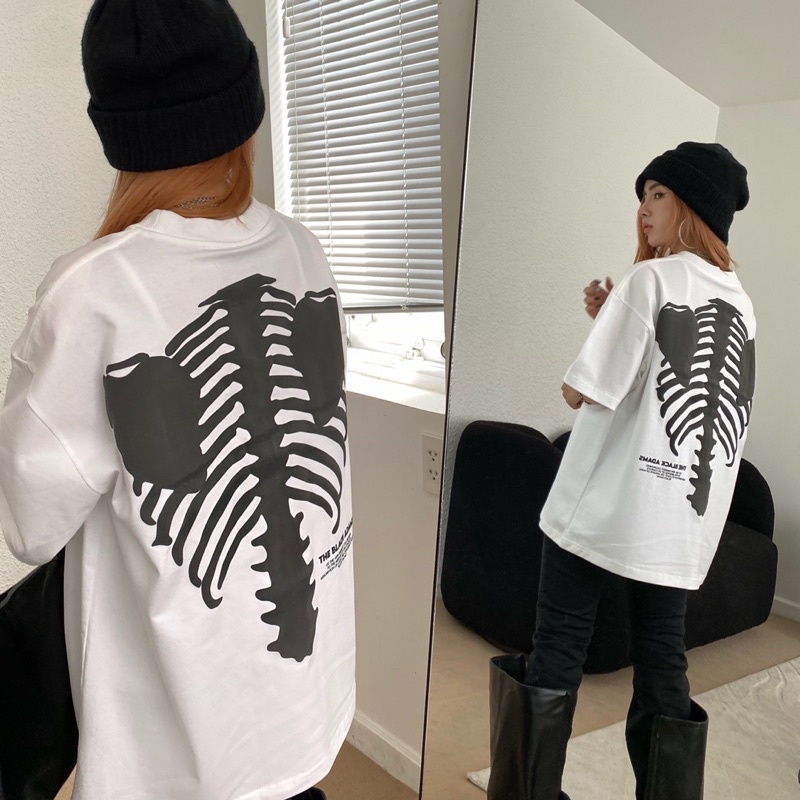 ÁO THUN SKELETON PHỐI MÀU TRẮNG THE BLACK ADAMS