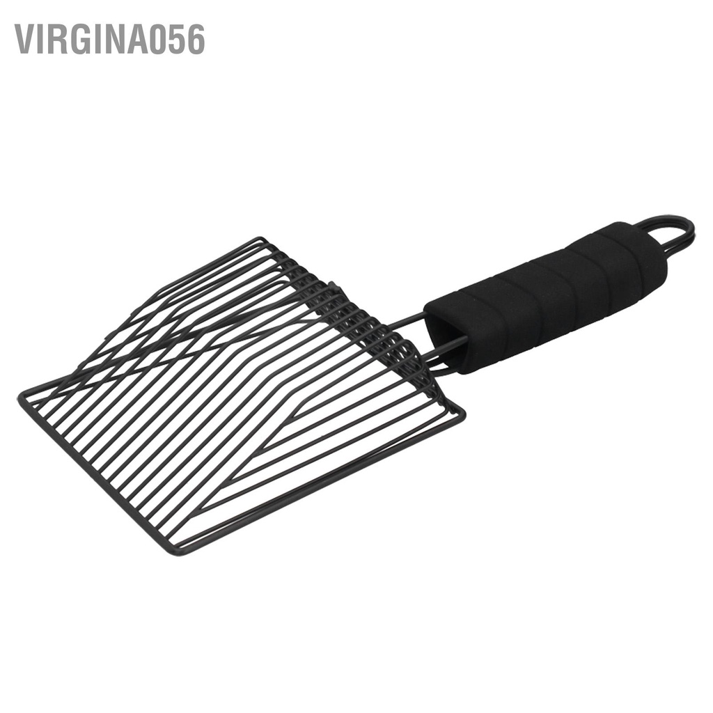 Virgina056 Kim loại có thể tái sử dụng Cát xả cát Muỗng Sifter Xẻng Vật làm sạch Mèo vật nuôi Màu đen