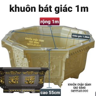 Khuôn đúc chậu cảnh bát giác 1m (cây tùng và hoa mẫu đơn)