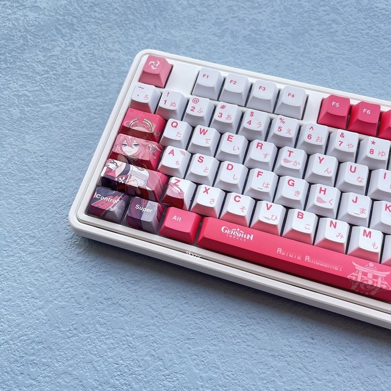 Yae Miko Keycaps Cherry Profile Genshin Impact Keycaps PBT Thuốc nhuộm thăng hoa Bàn phím cơ Keycaps Anime Keycaps 133 Phím