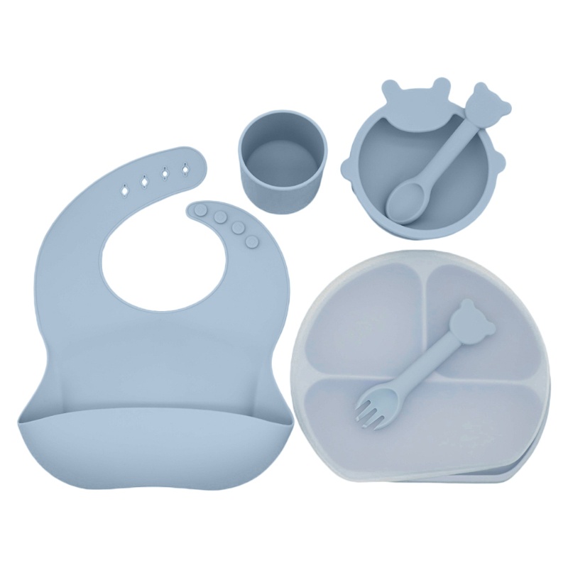 Bộ Bát Ăn Chia Ngăn Bằng Silicone Kèm Cốc Hút Dành Cho Trẻ Em