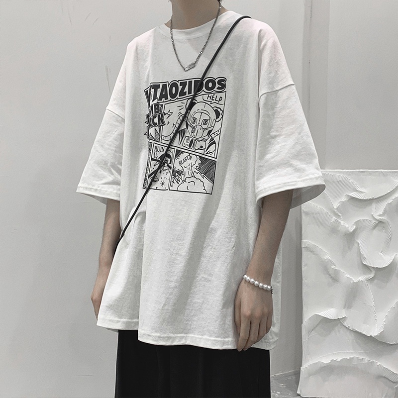 【M-3XL】Áo Thun Tay Ngắn Cổ Tròn In Họa Tiết Hoạt Hình Phong Cách Hàn Quốc Thời Trang Cho Nam Và Nữ Thời trang cộng với kích thước Unisex Áo sơ mi ngắn tay giản dị