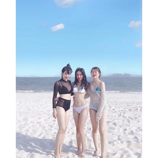 Set bikini buộc dây trắng