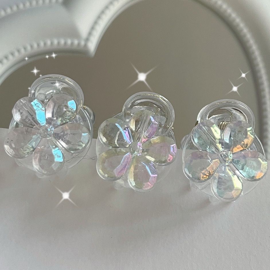 Kẹp Tóc Hình Hoa Nhỏ Màu Laser Trong Suốt 2022