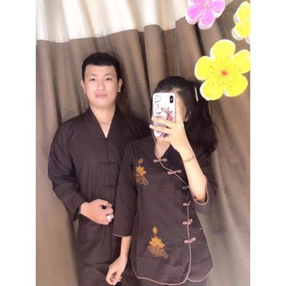 BỘ QUẦN ÁO PHẬT TỬ - QUẦN ÁO ĐI CHÙA: LA HÁN NAM MÀU NÂU GỤ