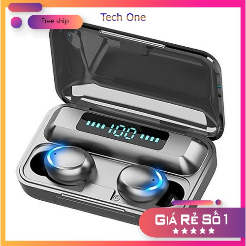 Tai nghe Bluetooth AMOI F9 Pro TWS 5.0, không dây cảm ứng, chống nước IPX5, chống ồn, tích hợp sạc dự phòng 2500mAh