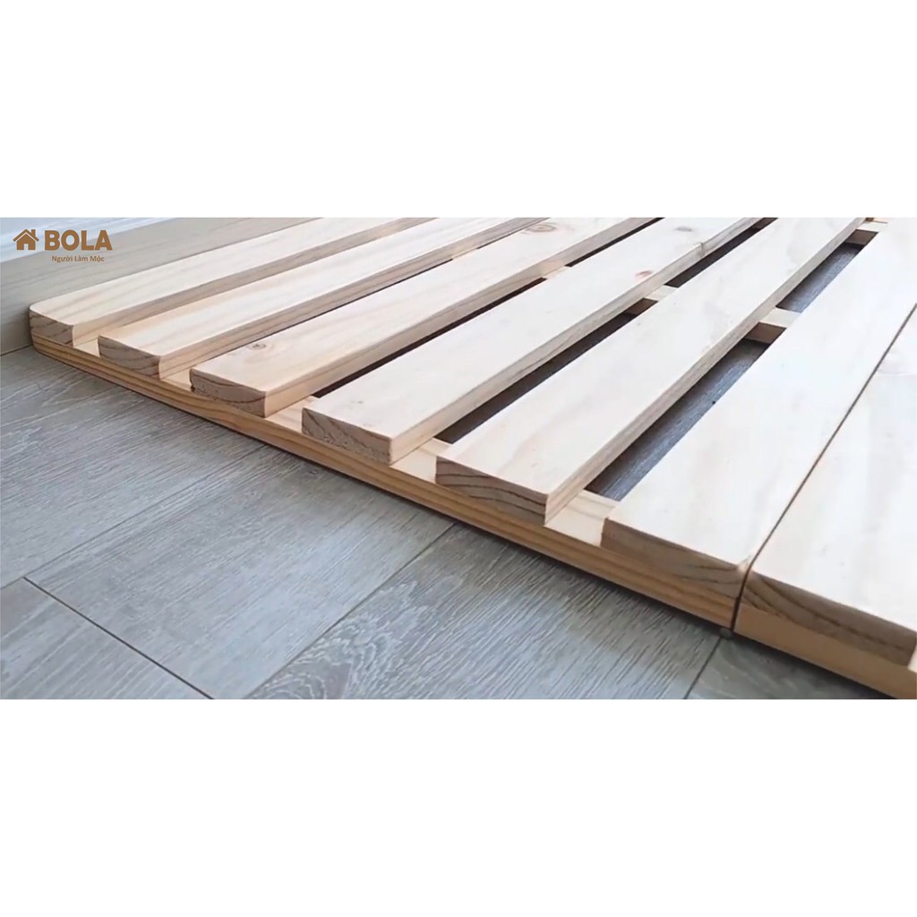 Giường Ngủ Pallet 1m4 Gỗ Thông Gấp Gọn Bola