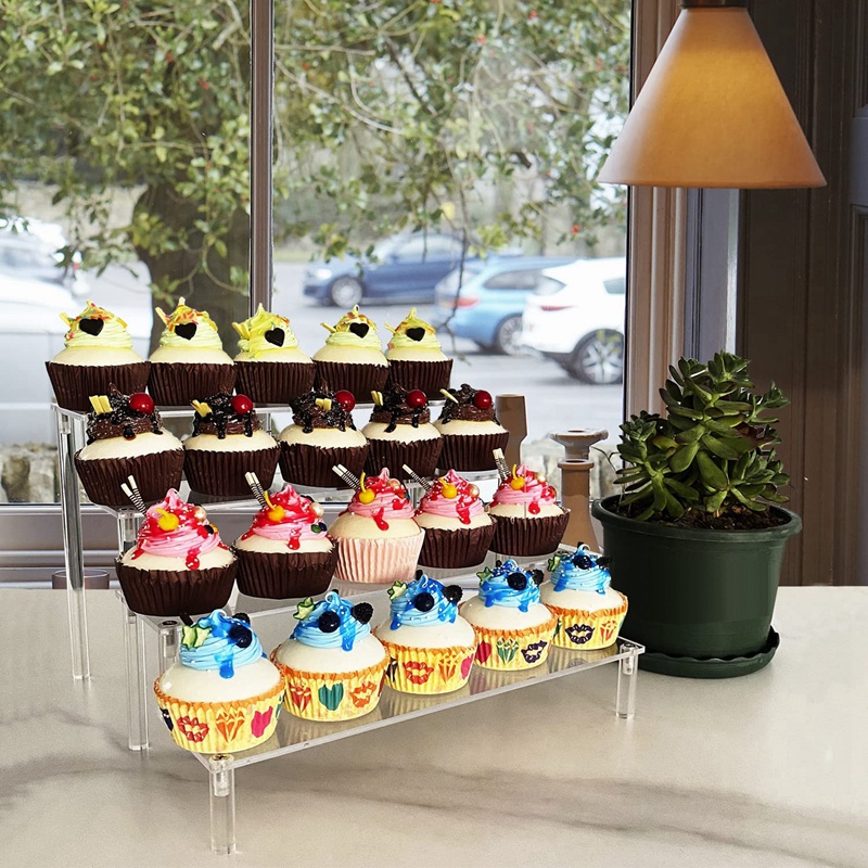 Bộ 2 Giá Đỡ Trưng Bày Bánh Cupcake 4 Tầng Bằng Acrylic Trong Suốt Trưng Bày Và Sắp Xếp Gọn Gàng