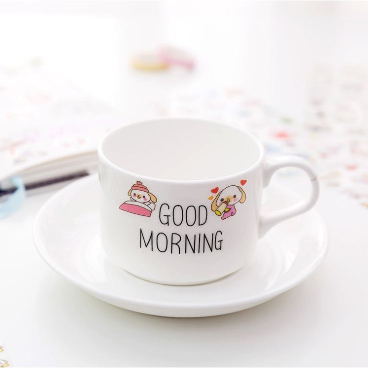 Set 6 Tấm Nhãn Dán Sticker Trang Trí Deco Chú Thỏ Tai Cụp Dễ Thương