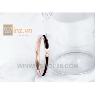 💍💍 Nhẫn cặp Titan đính đá N259 (màu đen, viền đồng) 💍💍- Winz.vn