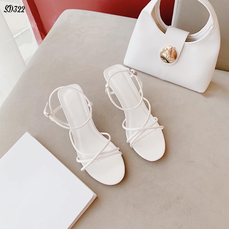 SD71 - Sandal dây mảnh da lì gót nhọn 7p cực chắc chắn