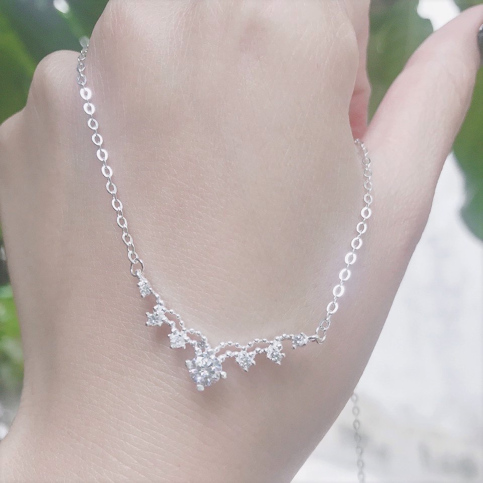Dây chuyền bạc Evasilver dạng ngắn phong cách trẻ trung nữ tính,Vòng cổ chât liệu bạc ta sang trọng