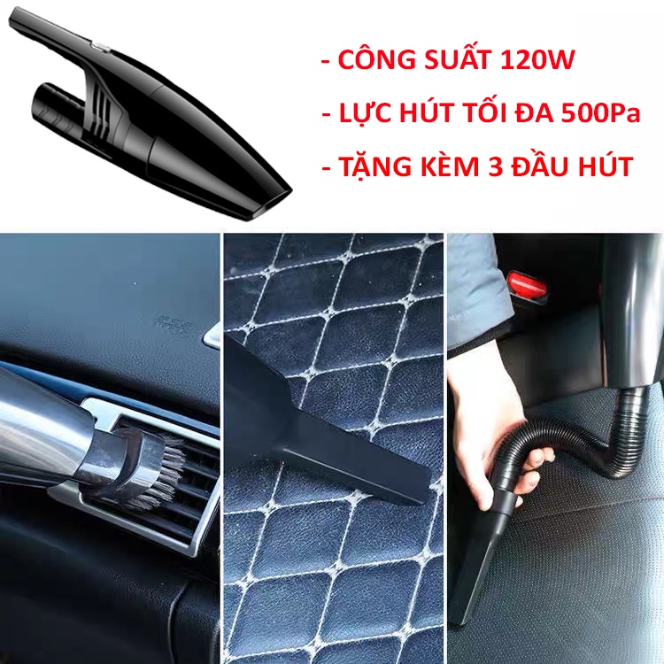 Máy Hút Bụi Cầm Tay - Máy Hút Bụi Mini Hút Cực Mạnh 120W, Dùng Cho Ô Tô Và Gia Đình, Bảo Hành 12 Tháng