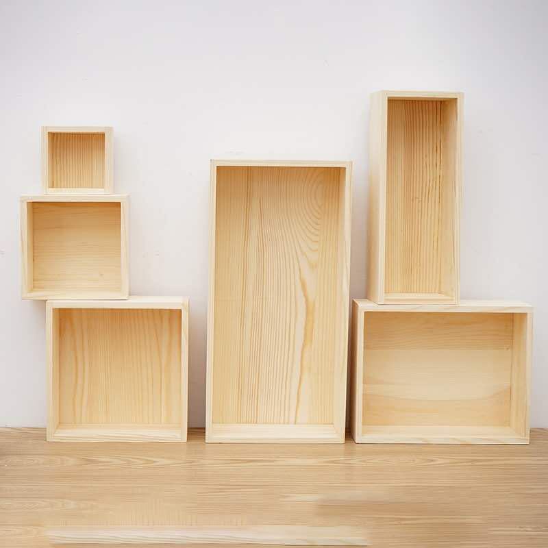 Hộp gỗ hộp gỗ đặc biệt tùy chỉnh không có nắp hộp gỗ Lưu trữ hình vuông hình chữ nhật cỡ lớn và nhỏ 