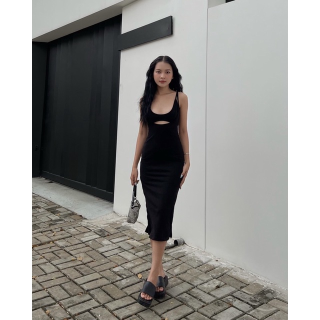 Set đầm 2 dây ôm body dáng dài phối áo bra thun tôn dáng - Byveestyle