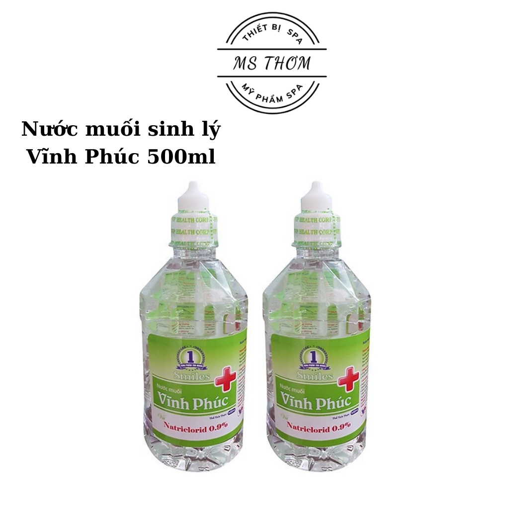 Nước muối sinh lý Vĩnh Phúc Natriclorid 0.9% 500ml dùng để xúc miệng, rửa mặt