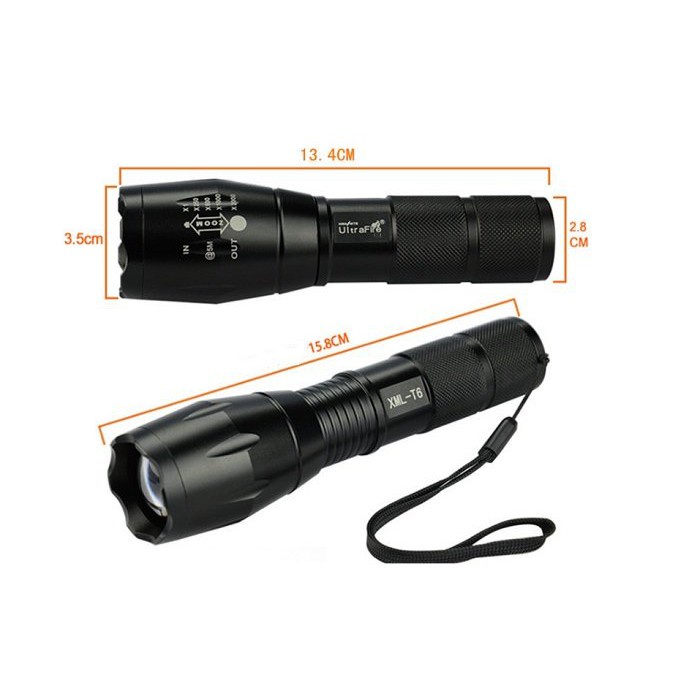 Đèn pin siêu sáng T6, đèn pin cầm tay siêu sáng cao cấp T6 hợp kim chống nước pin có thể sạc Lại Full box, GiadungBPM