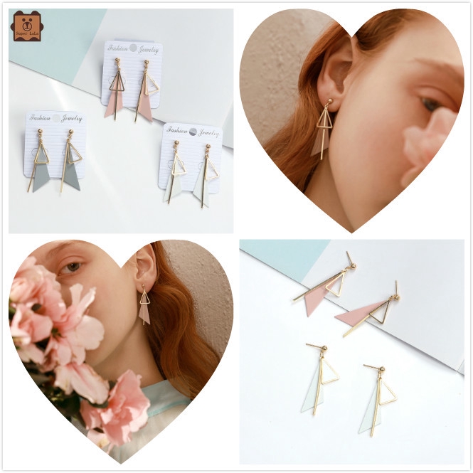 Bông tai nữ dáng dài hình tam giác thời trang xinh xắn