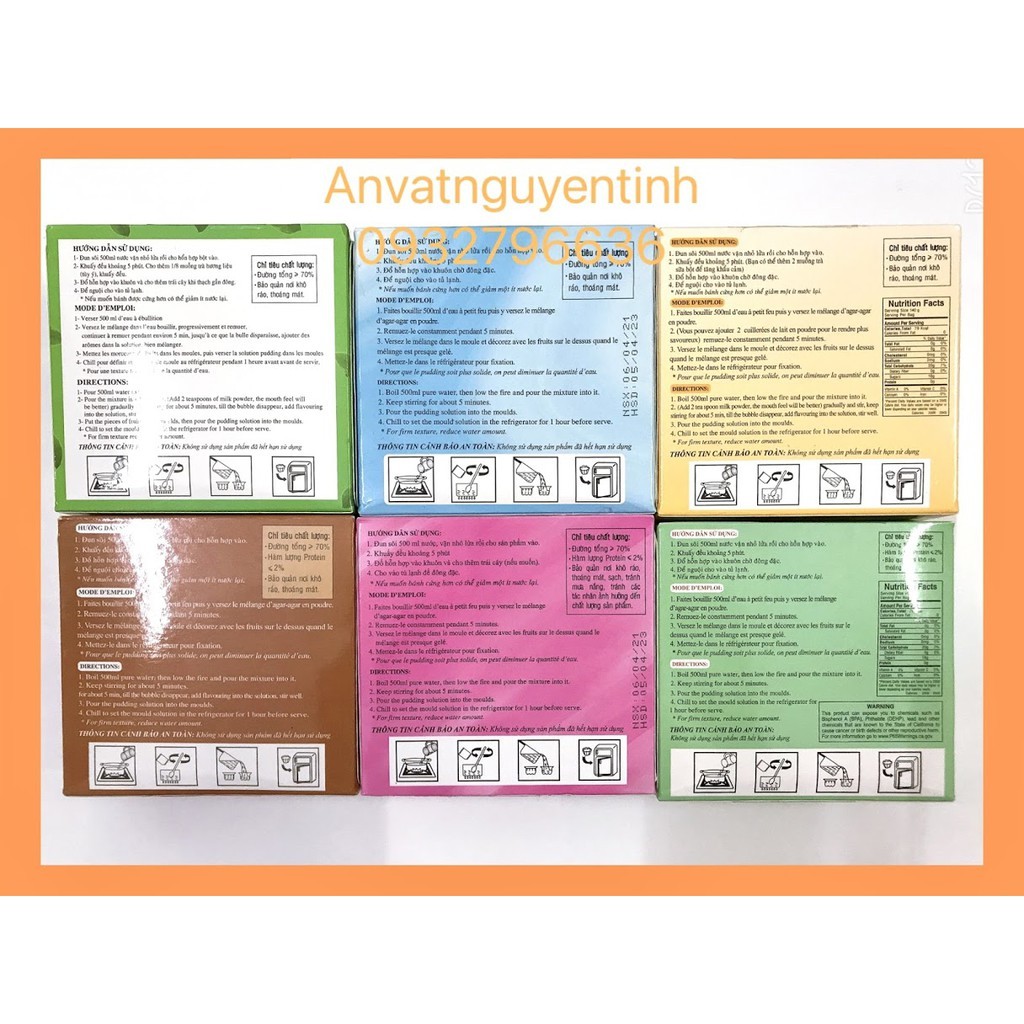 Bột Thạch Rau Câu Pha Sẵn KONNYAKU 140g/ hộp đủ vị