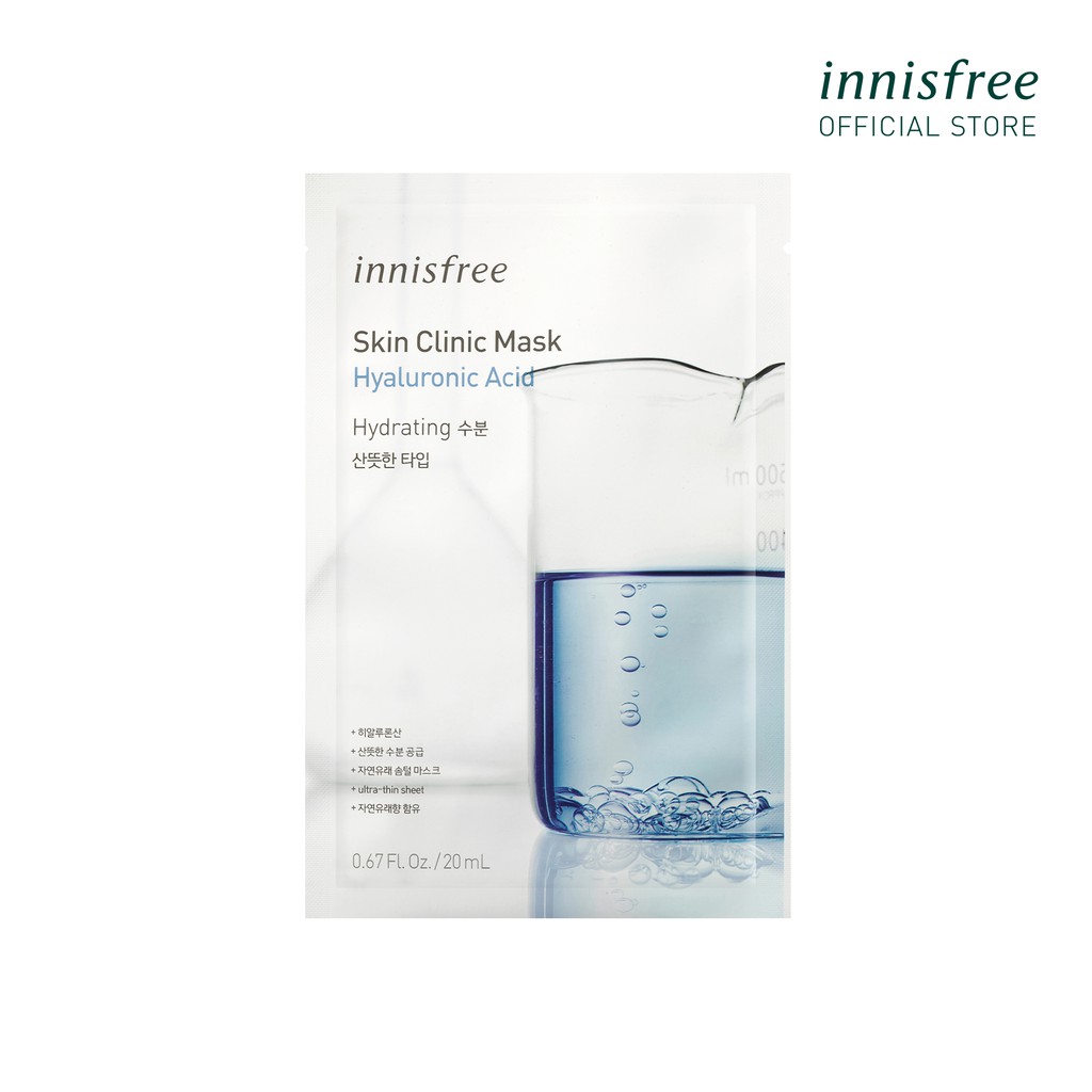 Mặt nạ Hyaluronic Acid innisfree Skin Clinic Mask – Hyaluronic Acid 20ml (1 miếng)