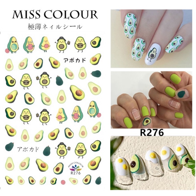 Sticker hình quả bơ dán móng tay nail mới