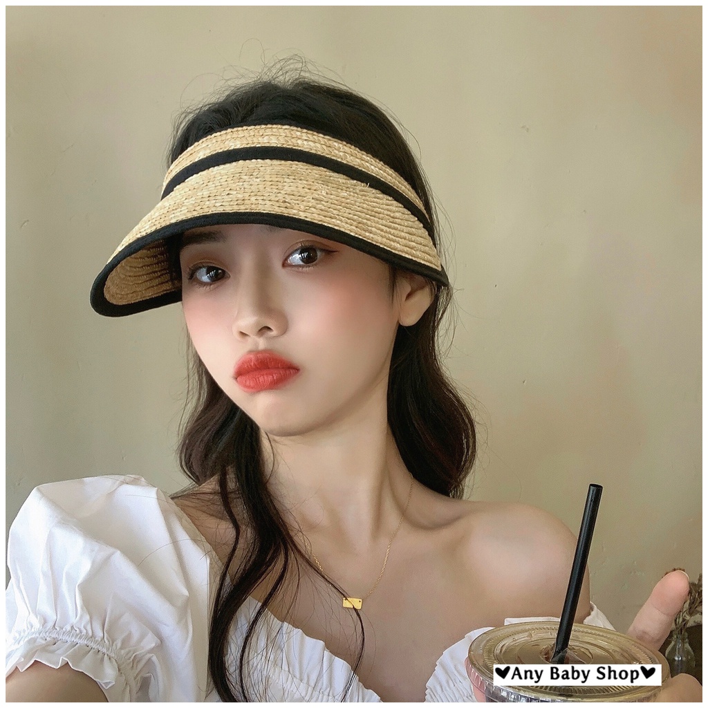 Mũ cói nữ đi biển đi chơi nửa đầu viền đen cực xinh-siêu hot mùa hè(hàng có sẵn) ❣❣