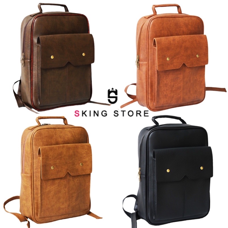 Balo da công sở Ba lô đựng laptop SKING STORE da cao cấp chống nước tốt