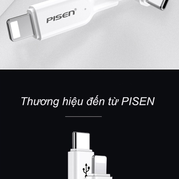 Cáp sạc Pisen USB 2.4/ PD20W Lining & Type-C