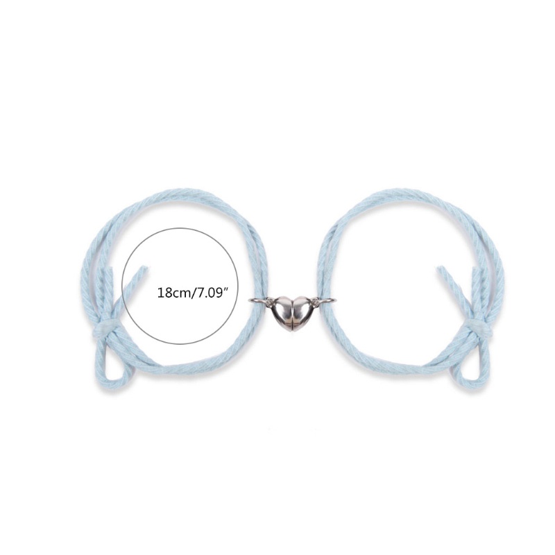 Bộ 2 vòng đeo tay tình bạn có nam châm co giãn mặt hình trái tim xinh xắn cho nam nữ