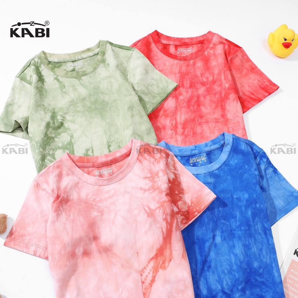 Áo thun tay ngắn bé gái KABI áo loang màu cotton cổ tròn thoáng mát dễ thương