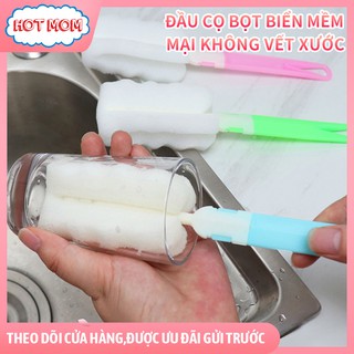 Cọ bọt biển rửa bình sữa, cọ rửa ly, tay cầm có thể kéo dài