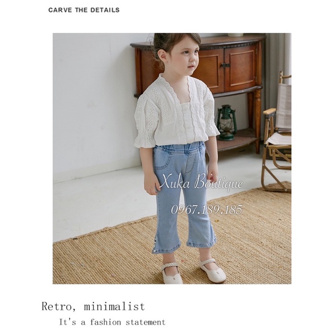 Quần Jeans Cao Cấp Bé Gái xẻ gấu đính đá [Ảnh Thật]