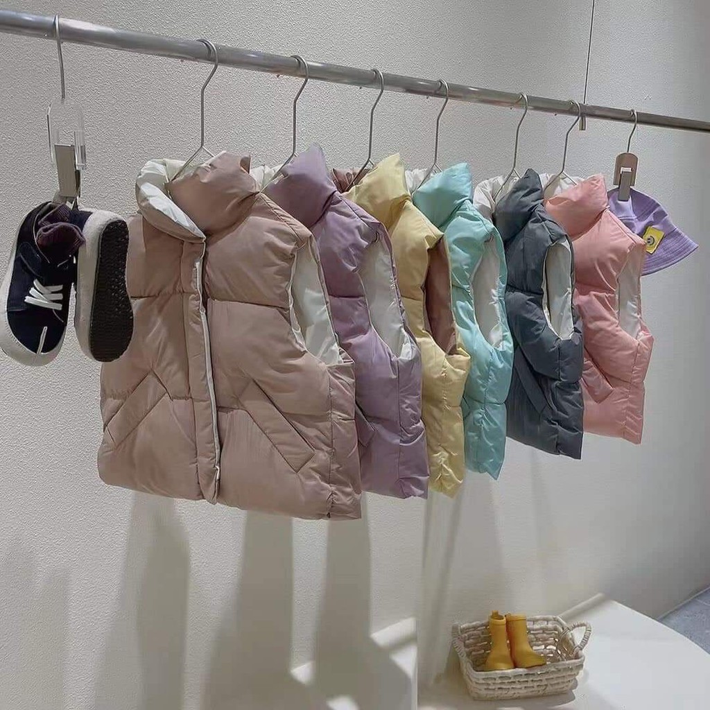 Áo gile phao kéo khóa cao cấp dày ấm cho bé 13-26kg